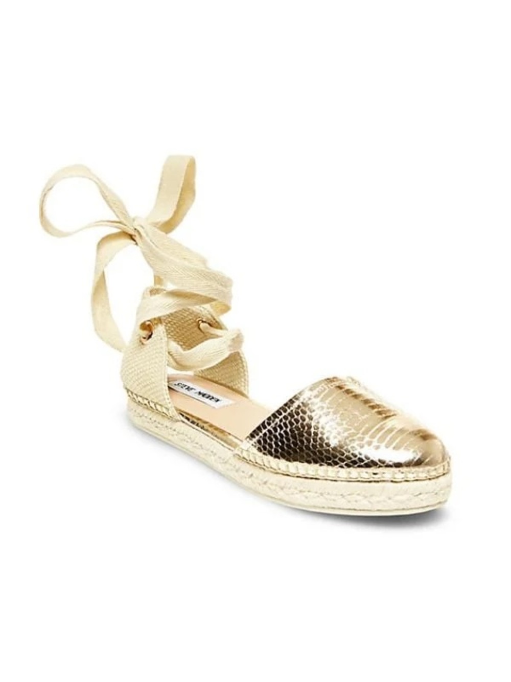 Like new Steve Madden Metallic Gold Espadrille Lace-Up Flats